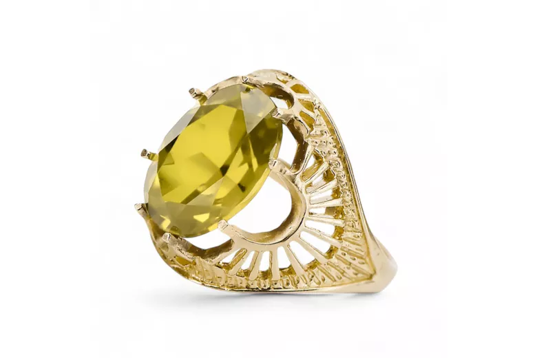 Vintage Inel Peridot galben Aur galben 14K vrc003y